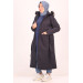 Large Size Removable Hooded Cashmere Coat-Navy Blue