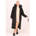 Large Size Removable Hooded Cashmere Coat-Black