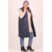 Large Size Quilted Vest With Elastic Waist-Navy Blue