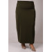 Plus Size Side Zipper Pencil Skirt-Khaki