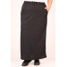 Plus Size Two Thread Pocket Detailed Skirt-Black