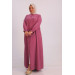 Large Size Double Layer Crepe Mevlana Abaya-Dried Rose