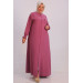 Large Size Double Layer Crepe Mevlana Abaya-Dried Rose