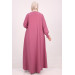 Large Size Double Layer Crepe Mevlana Abaya-Dried Rose