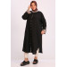 Plus Size Garnished Linen Shirt - Black Leopard