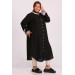 Plus Size Garnished Linen Shirt - Black Leopard