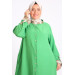 Large Size Garnished Linen Shirt - Green