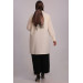 Large Size Linen Airobin Shirt With Stone Collar - Cream