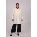 Large Size Linen Airobin Shirt With Stone Collar - Cream