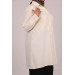 Large Size Linen Airobin Shirt With Stone Collar - Cream