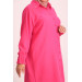 Large Size Linen Airobin Shirt With Stone Collar - Pink