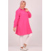 Large Size Linen Airobin Shirt With Stone Collar - Pink