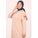 Large Size Embroidered Two Thread Tunic-Beige