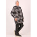 Plus Size Lumberjack Two Thread Detailed Tunic-Black