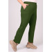 Plus Size High Waist Elastic Combed Cotton Trousers - Khaki