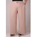 Plus Size Wrinkled Wide Leg Trousers-Beige