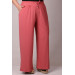 Plus Size Wrinkled Wide Leg Trousers-Dried Rose