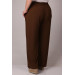Plus Size Wrapped Wide Leg Trousers-Brown