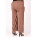 Large Size Elastic Waist Double Leg Trousers - Mink