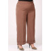 Large Size Elastic Waist Double Leg Trousers - Mink