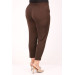 Large Size Front Slit Skinny Leg Trousers - Brown