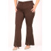 Large Size Front Slit Spanish Trousers - Brown