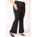 Large Size Front Slit Spanish Trousers - Black