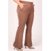 Large Size Front Slit Spanish Trousers - Mink