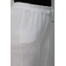 Plus Size Elastic Waist Slim Leg Wide Length Trousers - White