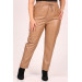 Large Size Elastic Waist Leather Trousers-Mink