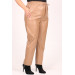 Large Size Elastic Waist Leather Trousers-Mink