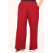 Large Size Scuba Pipe Leg Trousers With Elastic Waist - Claret Red