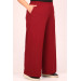 Large Size Scuba Pipe Leg Trousers With Elastic Waist - Claret Red