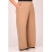 Large Size Scuba Pipe Leg Trousers With Elastic Waist - Mink