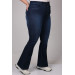 Plus Size Flared Jeans - Grinded Navy Blue