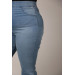 Large Size Elastic Waist Flared Jeans-Stone Blue