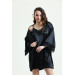 Crepe Satin Lace Dressing Gown