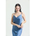 Cowl Neck Crepe Satin Long Nightgown