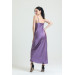 Cowl Neck Crepe Satin Long Nightgown