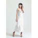 Cowl Neck Crepe Satin Long Nightgown