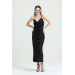 Cowl Neck Crepe Satin Long Nightgown