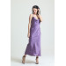 Cowl Neck Crepe Satin Long Nightgown