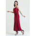 Cowl Neck Crepe Satin Long Nightgown