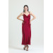 Cowl Neck Crepe Satin Long Nightgown