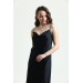 Cowl Neck Satin Stoned Strappy Nightgown