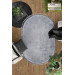 Gray Oval Puffy Plush Washable Carpet
