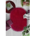 Red Oval Puffy Plush Washable Carpet
