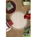 Cream Round Puffy Plush Washable Carpet