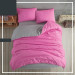 Calico New Generation Bedsheet With Elastic Double Sided Double Duvet Cover Set-Pink Gray