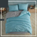 Calico New Generation Bedsheet With Elastic Double Sided Double Duvet Cover Set - Turquoise (Mint) Gray